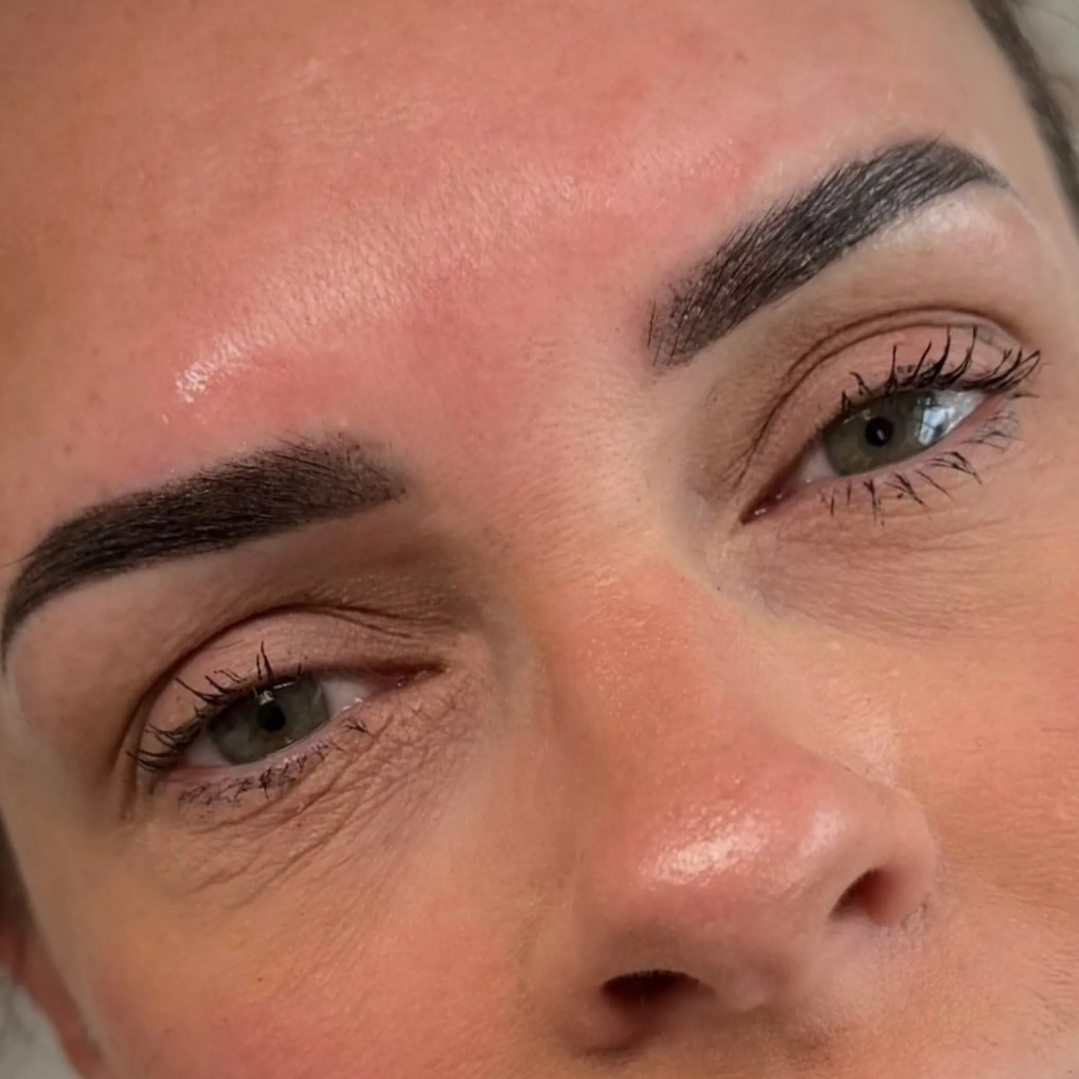 close-up of cosmetic eyebrow tattooing