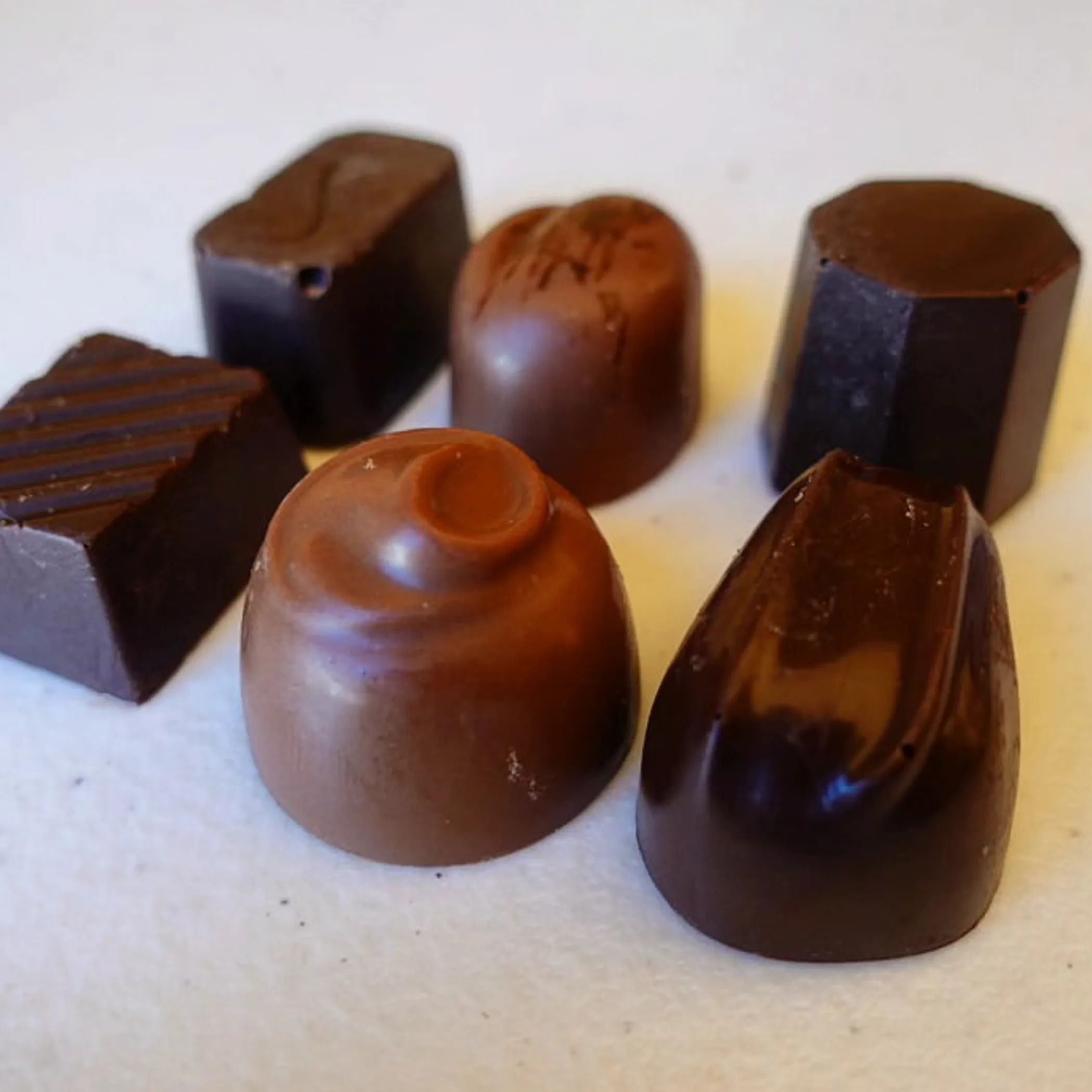 handcrafted chocolates on display